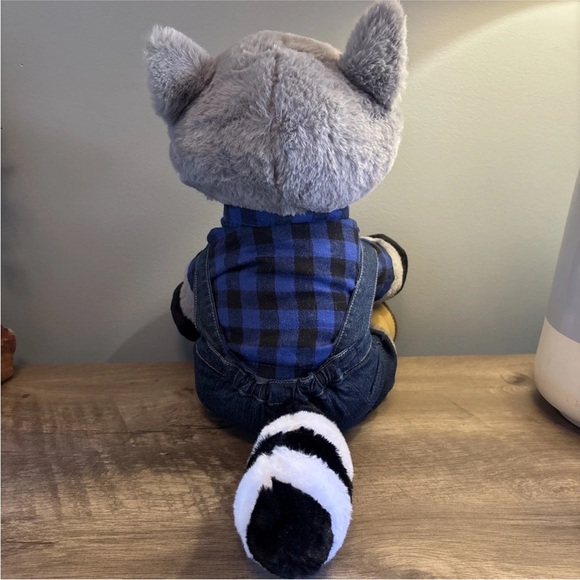 Build A Bear Gray And Black Racoon Plush With Lumberjack Outfit - Picture 3 of 7